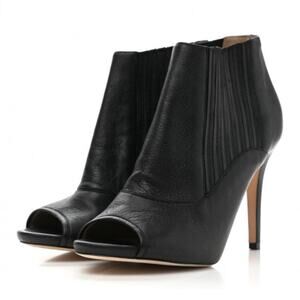 Jimmy Choo Women’s Grained Calfskin Brenna Ankle Boots Booties Open Toe Stiletto
